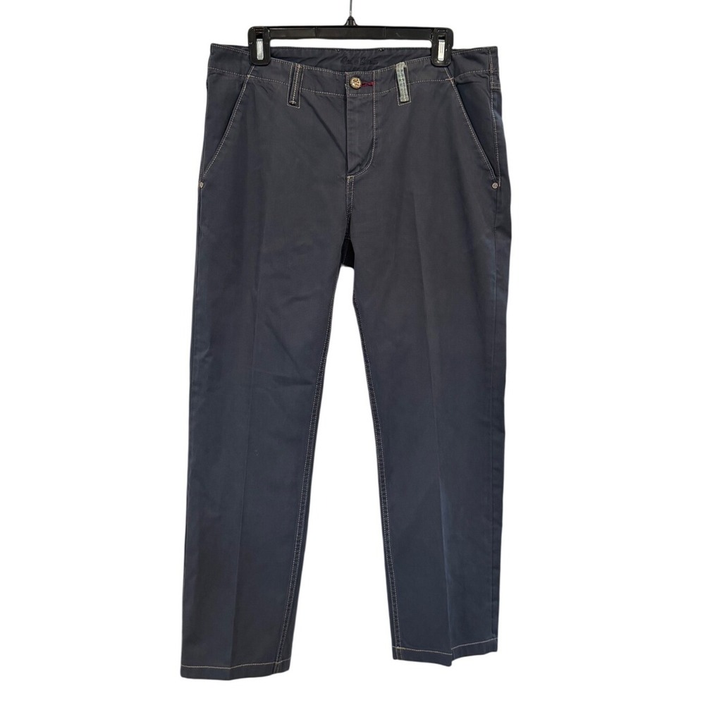 Robert Graham Slim Jim Mens 33 Gray Cotton Twill Slim Fit Trousers Pants Utility